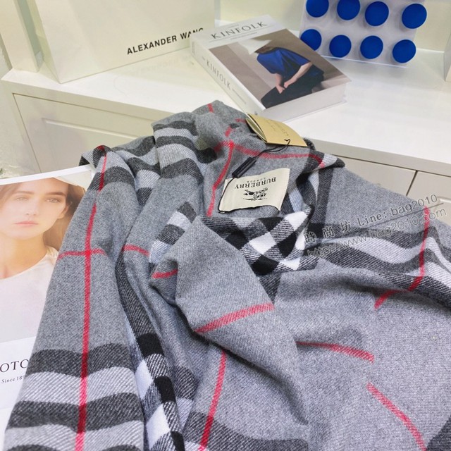 Burberry經典寬格混紡大披肩 經典格子女士圍巾披肩 巴寶莉2021新款羊毛羊絨圍巾  mmj1350